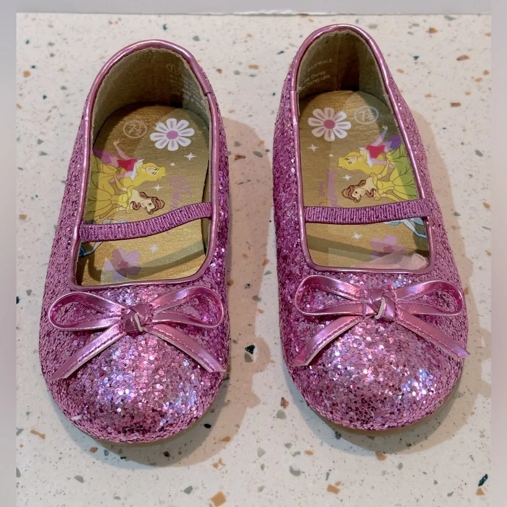 Disney Princess‎ Pink Glitter Sparkle Shoes Sz 7.5 Toddler Girls